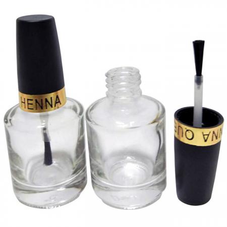 Botella redonda de esmalte de uñas de vidrio de 15 ml con pincel y tapa (GH15H 696)