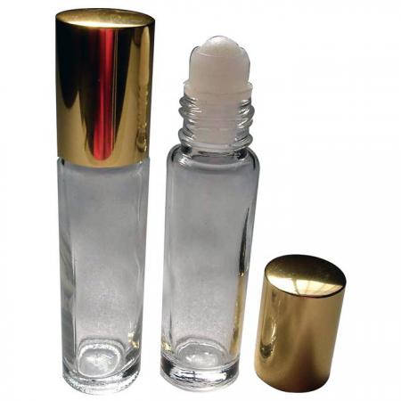 Bottiglia di vetro da 10 ml con tappo in alluminio dorato (GH698)