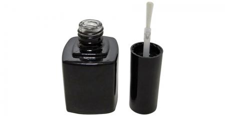 10毫升方形雙層烤漆玻璃光療指甲油瓶含蓋刷 - 10毫升指甲油亮黑烤漆玻璃瓶