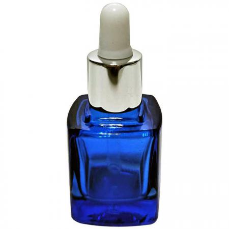 Bottiglia quadrata trasparente blu da 10 ml con contagocce (GH719BLD)