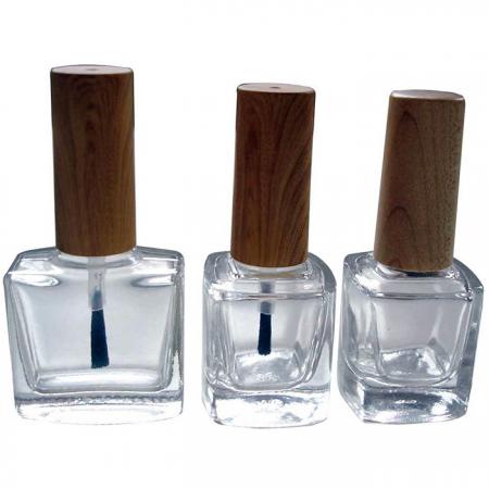 15 ml und 10 ml quadratische Glasflasche mit holzähnlichem Deckel und Holzdeckel (GH03WD 651, GH03WD 719, GH03W 719)