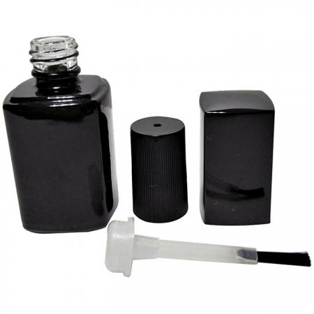 Botella cuadrada de 12 ml en negro con tapón cuadrado (GH23 720BB)
