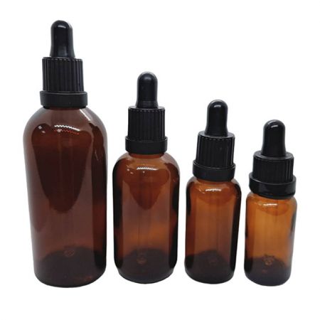 Pharmaceutical Essential Oil Glass Bottle with Dropper - 10ml to 200ml Pharmaceutical Essential Oil Dropper Glass Bottles with Tamper Evident Plastic Cap