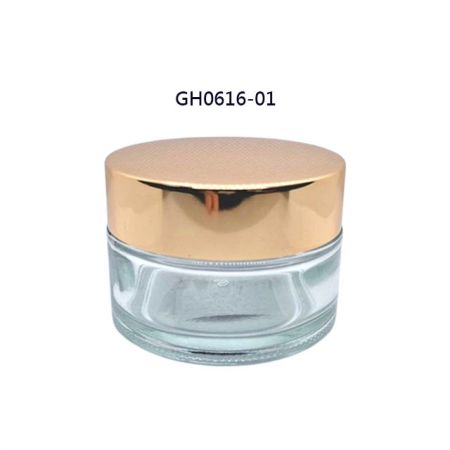 60ml Cosmetic Jar With Lid (Fog White/Gold) - 60ml cream jar with frosted fog white lid