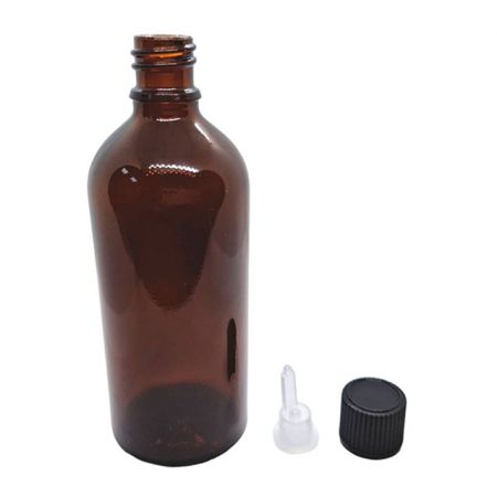 Frasco de Vidro Âmbar de 200ml com tampa plástica normal (GHAC200)