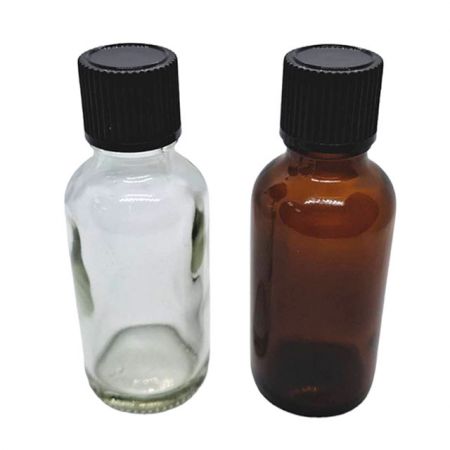 Frasco de Vidro Âmbar de 20ml com Tampa Preta à Prova de Violação (GHAC20)