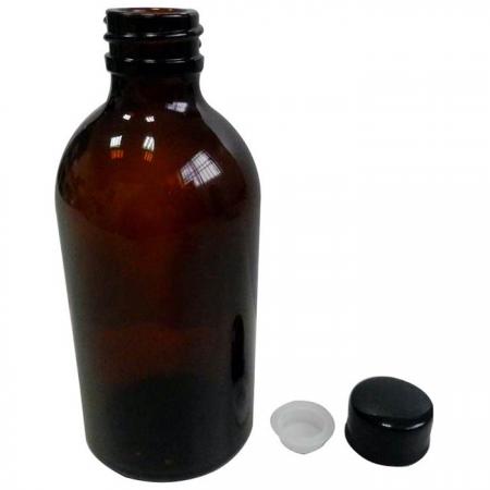 250ml Amber Glass Bottle with Normal Plastic cap (GHAC250)