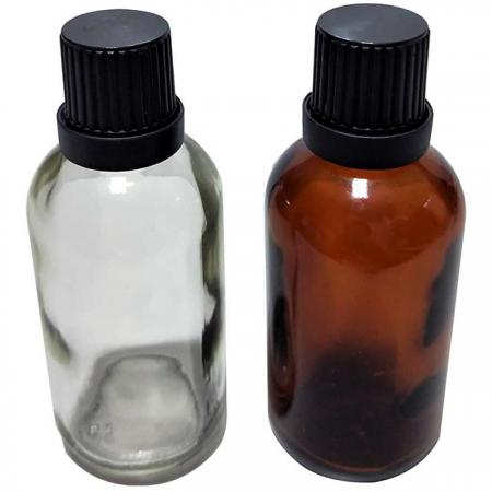 Bottiglia di vetro ambrato da 60 ml con tappo nero a prova di manomissione (GHAC60)
