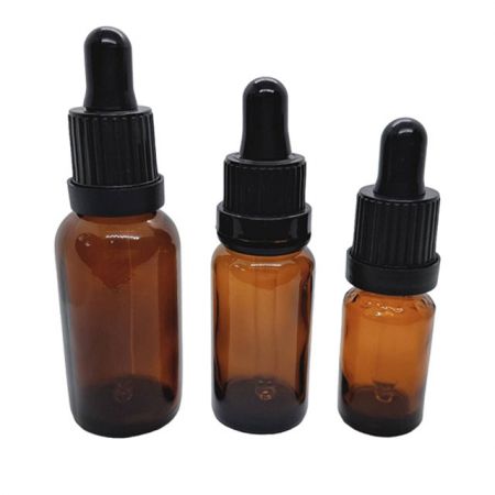 Янтарные стеклянные бутылки объемом 10, 20, 30 мл с черной пластиковой капельницей с защитой от детей (GHAD10, GHAD20, GHAD30)