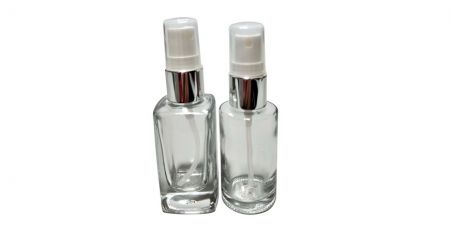 Nagel-Glasflaschen mit 18/415 Hals - 30 ml quadratische oder runde klare Glas-Sprühflasche mit silbernem Kragen