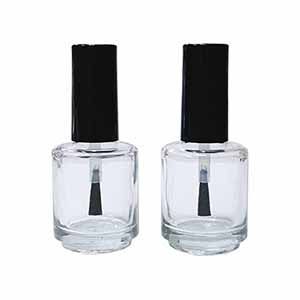 Round - 15ml Round Clear Glass Nail Polish Bottle with Cap and Brush