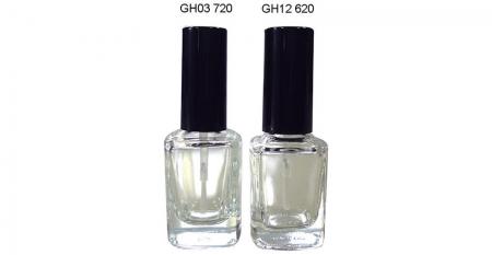 Botellas de vidrio para esmalte de uñas cuadradas - Botella de esmalte de uñas de vidrio transparente cuadrada de 12 ml con tapa y pincel