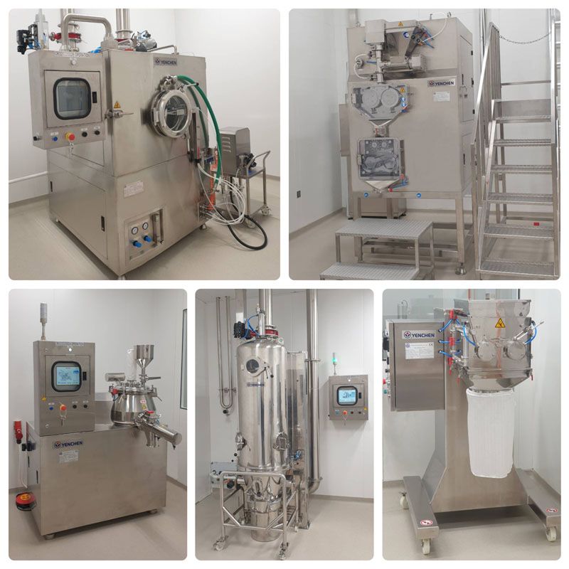 Mesin Pelapis Tablet, Pemadat Rol, Mixer Shear Tinggi, Pengering Fluid Bed, Granulator Kering