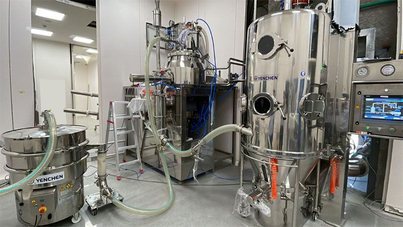 Secador de lecho fluidizado y mezclador de alta cizalladura