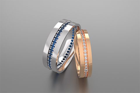 Man and Woman Wedding Ring Sets in Sterling Silver