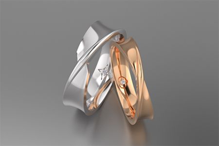 925 純銀交叉設計情侶戒指 - 925純銀5.5毫米與4.5毫米寬 男女純銀對戒設計批發接單生產製造供應商