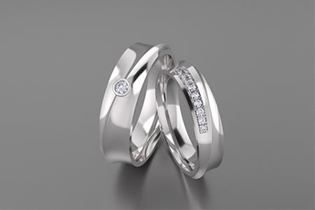 Anéis de Amor e Casal em Prata de Lei 925 com Zircônia Única