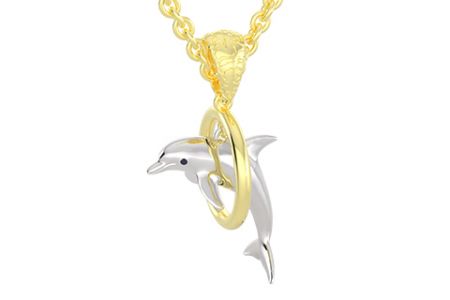 Colgante de aro de delfín de plata esterlina 925 - Colgante de aro de delfín personalizado