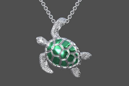 Gümüş Kaplumbağa Kolye - Özelleştirilmiş Kaplumbağa Kolye