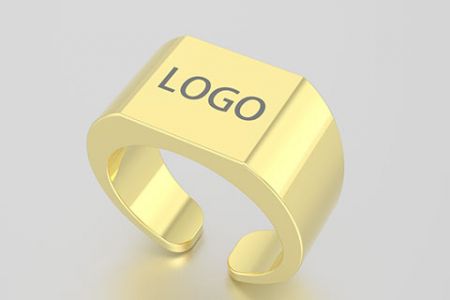 Bague avec nom personnalisé en argent sterling - Bague personnalisée en plaqué or avec nom et logo