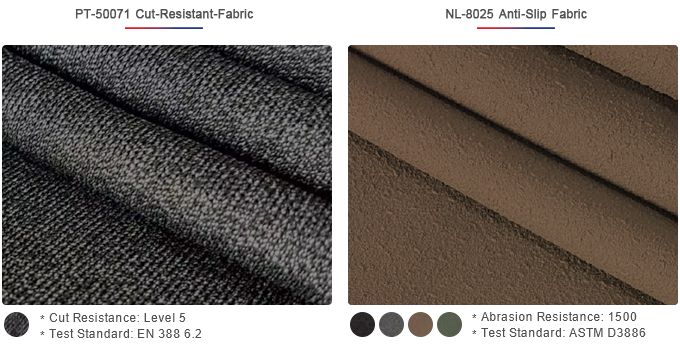 Nam-Liong's protective fabrics PT-50071 and NL-8025