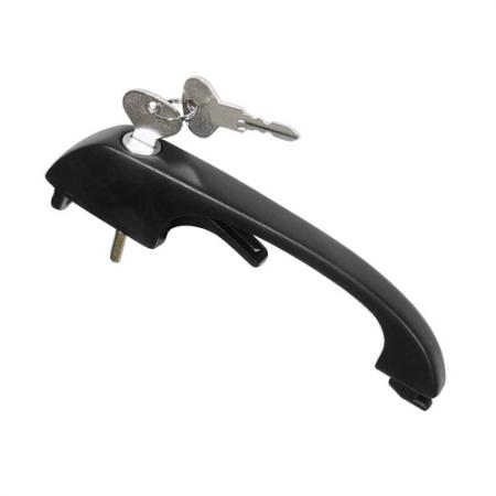 Exterior Door Handle Zinc Die Casting with Smooth Black Finish and Keyhole