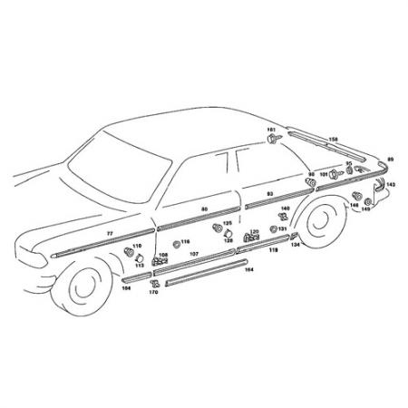 Πλευρικό Καλούπωμα Προφυλακτήρα Εμπρός Δεξιά για Mercedes Benz Σειρά E W123 1975-86