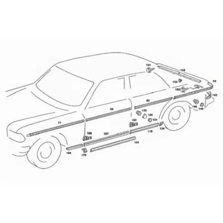 Voorste Linker Fender Sy Moulding vir Mercedes Benz E-Klas W123 1975-86 - Voorste Linker Fender Sy Moulding vir Mercedes Benz E-Klas W123 1975-86