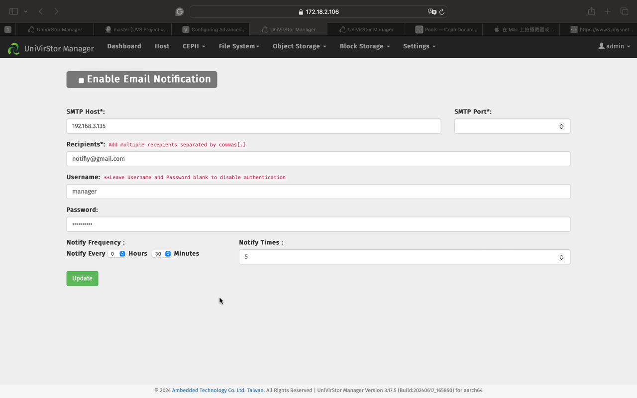 Fig.10 : Configuración de notificaciones