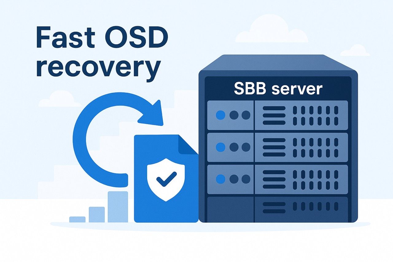 استخدام خوادم SBB في تخزين Ceph يمكّن من استعادة OSD بشكل أسرع، ويقلل من وقت التوقف، ويضمن استمرارية الخدمة، ويقلل من مخاطر فقدان البيانات وتدهور الأداء.