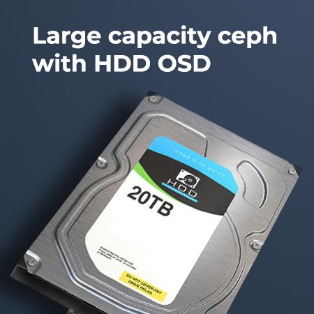 HDD OSD ceph úložiště, schopné poskytnout škálovatelný velký kapacitní ceph cluster pro aplikace jako je archiv nebo záloha.
