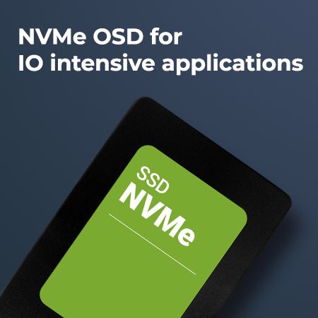 NVMe OSD ceph depolama, 155K okuma ve 33K yazma performansı sunan 3 Mars 500 ile temel bir küme.