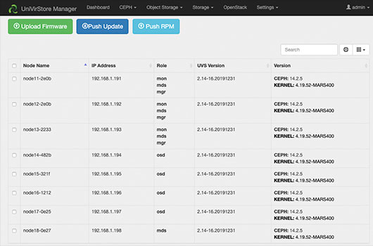 Upgrade ceph version and UVS version on Mars 400 ceph storage on the fly.