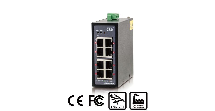 photo for press- CTC*s Industrial Gigabit PoE Switch with compact size