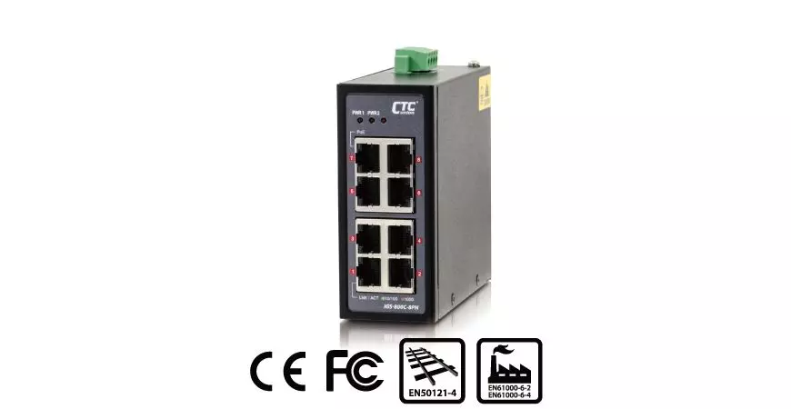 Foto für die Presse - CTCs industrieller Gigabit PoE-Switch mit kompaktem Design