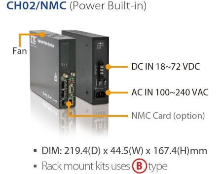 2 Slots Chassis with NMC Card (Option) and Power Built-In.