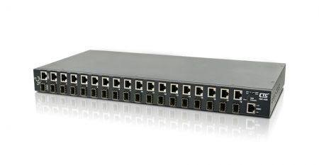 Rack Convertidor de Medios Gbe Administrado 1U con 18 × 100/1000Base-T a 18 × 100/1000Base-X SFP - FMC-1800 1U Convertidor de Medios Gbe Administrado Rack