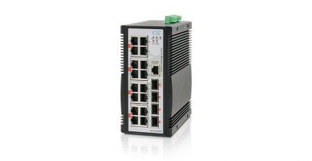 Switch industrial L3 de 16 puertos GbE + 4 puertos GbE/2.5G/5G/10GBase-X SFP+ en riel DIN - Switch industrial L3 de 10G en riel DIN
