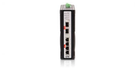 IQS-402XSM(front) Industrial 4 RJ45 and 2 SFP 2.5G/10G Managed Ethernet Switch.
