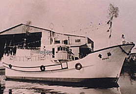 Pierwsza łódź rybacka wyprodukowana przez SSF w 1972 roku.