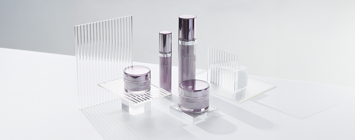 Packaging Cosmetico e per la Cura della Pelle in Acrilico a Forma Rotonda - serie Ionic - Collezione per la Cura della Pelle a Forma Rotonda - serie Ionic