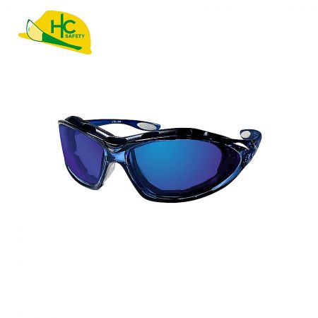 Safety glasses with anti-UV blue mirror lenses.