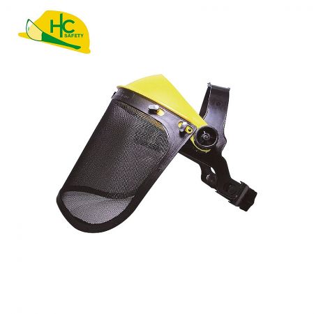 Face shield to protect against flying branches and wood chips.