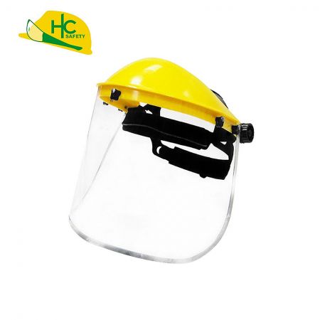 Liquid Splash Protection Aluminum Face Shield - Clear PC face shield protects against foreign particles, chemical splashes, and medium-energy impact