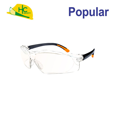 Integral Browguard Safety Glasses - One-piece transparent mirrored non-slip temple safety glasses