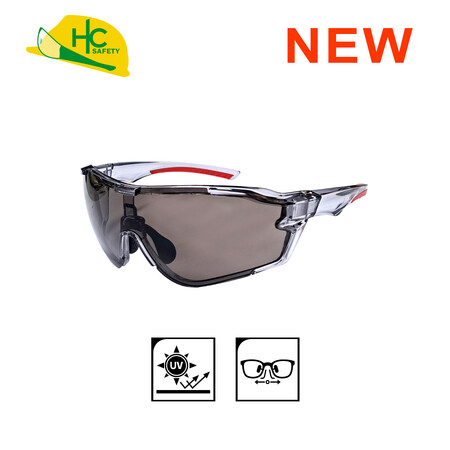 Lateral Protection & Impact Resistant Safety Glasses - Sport Safety Glasses with Streamlined Design and Dark Lens for Protection