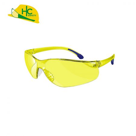 Anti-scratch, anti-fog yellow safety glasses.