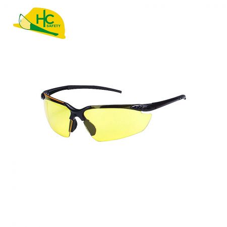 Unique safety glasses with adjustable sliding nose pads.