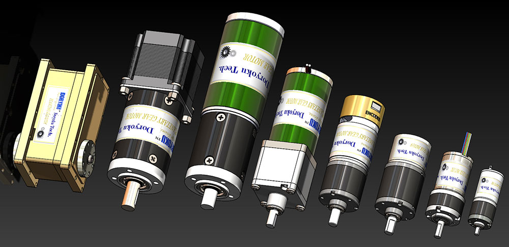 Planetaire tandwielkast, wormwielkast gecombineerd met geborstelde, BLDC, stappenmotor, servomotor