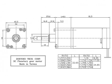Planetary gear motor_P43 DIA43